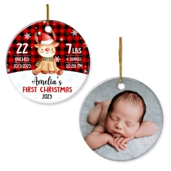 Personalized Baby's First Christmas Ornament With Photo Picture Babys 1st Christmas Double Sided Ceramic Ornaments Keepsake Xmas Tree Decorations