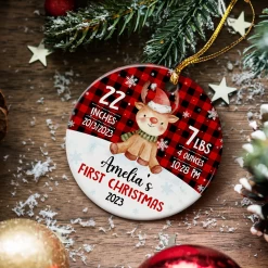 Personalized Baby's First Christmas Ornament With Photo Picture Babys 1st Christmas Double Sided Ceramic Ornaments Keepsake Xmas Tree Decorations -Gift Series Store FMSJOCHNPV240723003 20Mk2