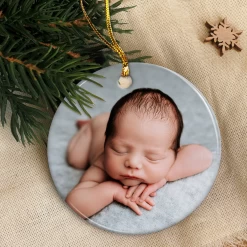Personalized Baby's First Christmas Ornament With Photo Picture Babys 1st Christmas Double Sided Ceramic Ornaments Keepsake Xmas Tree Decorations -Gift Series Store FMSJOCHNPV240723003 20Mk6