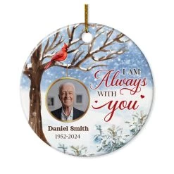 Personalized Memorial Ornaments Cardinal In Loving Memory Ornament With Photo Picture Ceramic Christmas Sympathy Remembrance Keepsake Xmas Tree Decorations Gifts For Loss Of Loved One