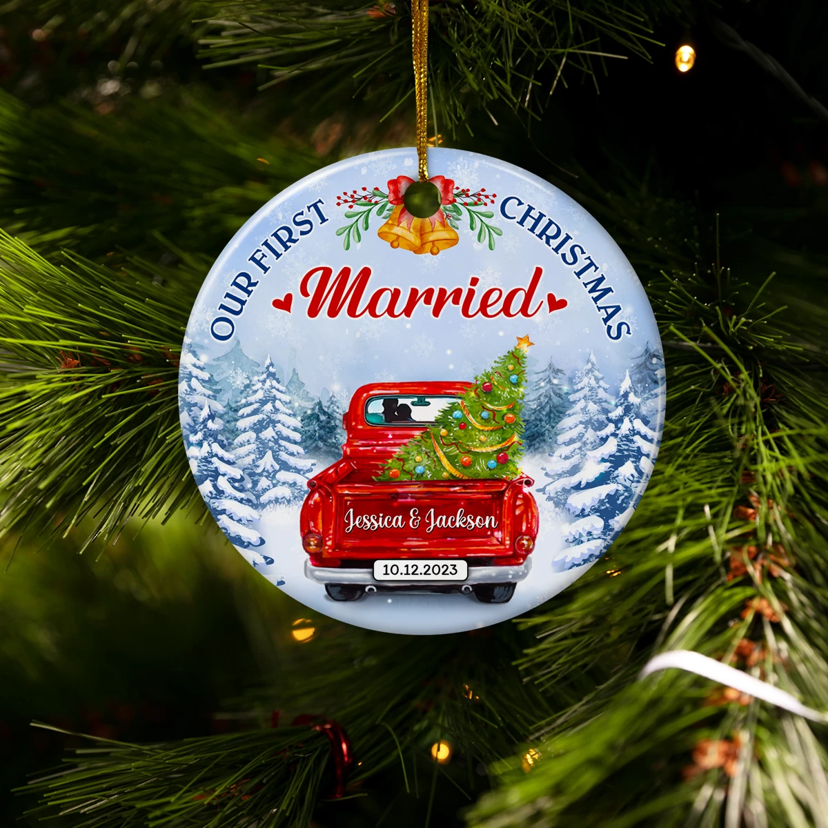 Personalized First Christmas Married Ornament 2024 - Wedding Keepsake Gifts For Couples Newlywed Mr Mrs Hanging Ceramic Round Ornaments Xmas Tree Decor 6 Personalized First Christmas Married Ornament 2024 - Wedding Keepsake Gifts For Couples Newlywed Mr Mrs Hanging Ceramic Round Ornaments Xmas Tree Decor - Image 5