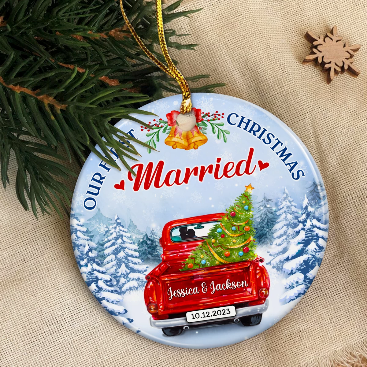 Personalized First Christmas Married Ornament 2024 - Wedding Keepsake Gifts For Couples Newlywed Mr Mrs Hanging Ceramic Round Ornaments Xmas Tree Decor 7 Personalized First Christmas Married Ornament 2024 - Wedding Keepsake Gifts For Couples Newlywed Mr Mrs Hanging Ceramic Round Ornaments Xmas Tree Decor - Image 6