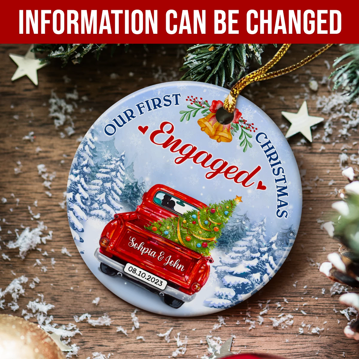 Personalized First Christmas Engaged Ornament 2023 Engagement Keepsake Gifts For Couples Wedding Bridal Shower Hanging Ceramic Ornaments Xmas Tree Decor Newlywed Gifts For Couple 4 Personalized First Christmas Engaged Ornament 2023 Engagement Keepsake Gifts For Couples Wedding Bridal Shower Hanging Ceramic Ornaments Xmas Tree Decor Newlywed Gifts For Couple - Image 2