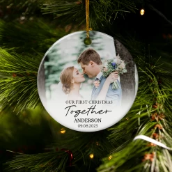 First Christmas Together Ornament Personalized Couple Christmas Ceramic Ornaments With Photo Picture Xmas Custom Gift For Newlywed Keepsake Decorations -Gift Series Store FMSJOCLTPV150723001c 20Mk5
