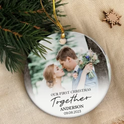 First Christmas Together Ornament Personalized Couple Christmas Ceramic Ornaments With Photo Picture Xmas Custom Gift For Newlywed Keepsake Decorations -Gift Series Store FMSJOCLTPV150723001c 20Mk6