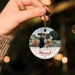 Personalized First Christmas Married Ornament Couple Christmas Ceramic Ornaments With Photo Picture Wedding Marriage Custom Name Keepsake Gift For Couples Newlywed Xmas Tree Decor -Gift Series Store FMSJOCLTPV190723001 Mk3 85e9a683 ec96 44b7 89dd ebc8fc2aca33