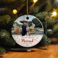 Personalized First Christmas Married Ornament Couple Christmas Ceramic Ornaments With Photo Picture Wedding Marriage Custom Name Keepsake Gift For Couples Newlywed Xmas Tree Decor -Gift Series Store FMSJOCLTPV190723001 Mk4 c3aaea00 601b 4112 8ba7 2eda97958b32