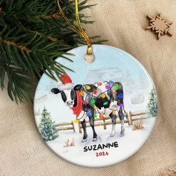 Personalized Cow Ornament Custom Name Christmas Cows Ceramic Ornaments Hanging Christmas Tree Decoration Keepsake Gifts -Gift Series Store FMSJOCLTPV280723002 mk5