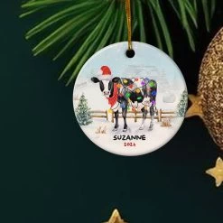 Personalized Cow Ornament Custom Name Christmas Cows Ceramic Ornaments Hanging Christmas Tree Decoration Keepsake Gifts -Gift Series Store FMSJOCLTPV280723002 mk6