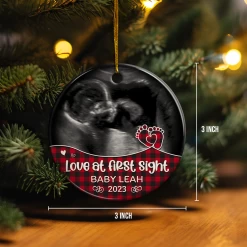 Personalized Bumps First Christmas Ornament - Baby Bump Sonogram Ultrasound Ceramic Ornaments - Pregnancy Announcement Keepsake Gifts For Expecting Grandparents Parents To Be -Gift Series Store FMSJOCLTSH170723003 20Mk4