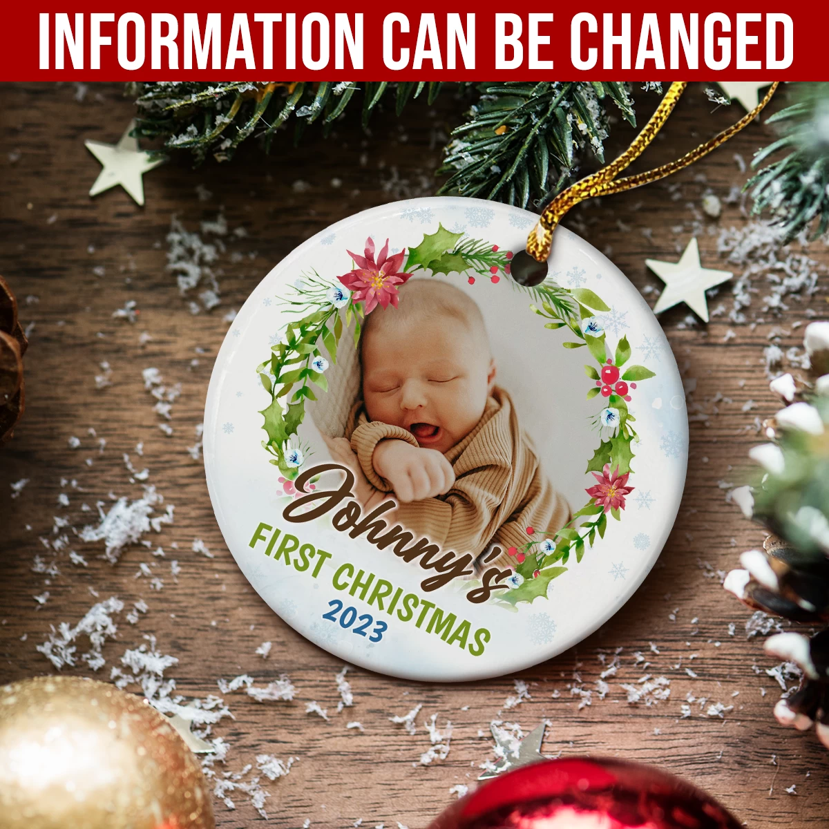 Personalized Baby's First Christmas Ornament 2023 - Babys 1st Christmas Ceramic Ornaments With Baby Photo Picture - Babies Keepsake Gifts Xmas Tree Decorations 4 Personalized Baby's First Christmas Ornament 2023 - Babys 1st Christmas Ceramic Ornaments With Baby Photo Picture - Babies Keepsake Gifts Xmas Tree Decorations - Image 2