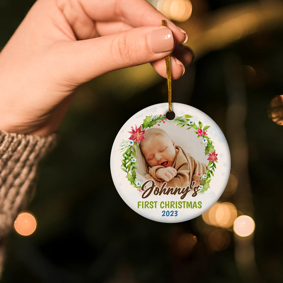 Personalized Baby's First Christmas Ornament 2023 - Babys 1st Christmas Ceramic Ornaments With Baby Photo Picture - Babies Keepsake Gifts Xmas Tree Decorations 5 Personalized Baby's First Christmas Ornament 2023 - Babys 1st Christmas Ceramic Ornaments With Baby Photo Picture - Babies Keepsake Gifts Xmas Tree Decorations - Image 3