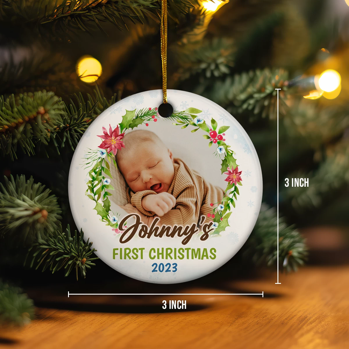 Personalized Baby's First Christmas Ornament 2023 - Babys 1st Christmas Ceramic Ornaments With Baby Photo Picture - Babies Keepsake Gifts Xmas Tree Decorations 6 Personalized Baby's First Christmas Ornament 2023 - Babys 1st Christmas Ceramic Ornaments With Baby Photo Picture - Babies Keepsake Gifts Xmas Tree Decorations - Image 4
