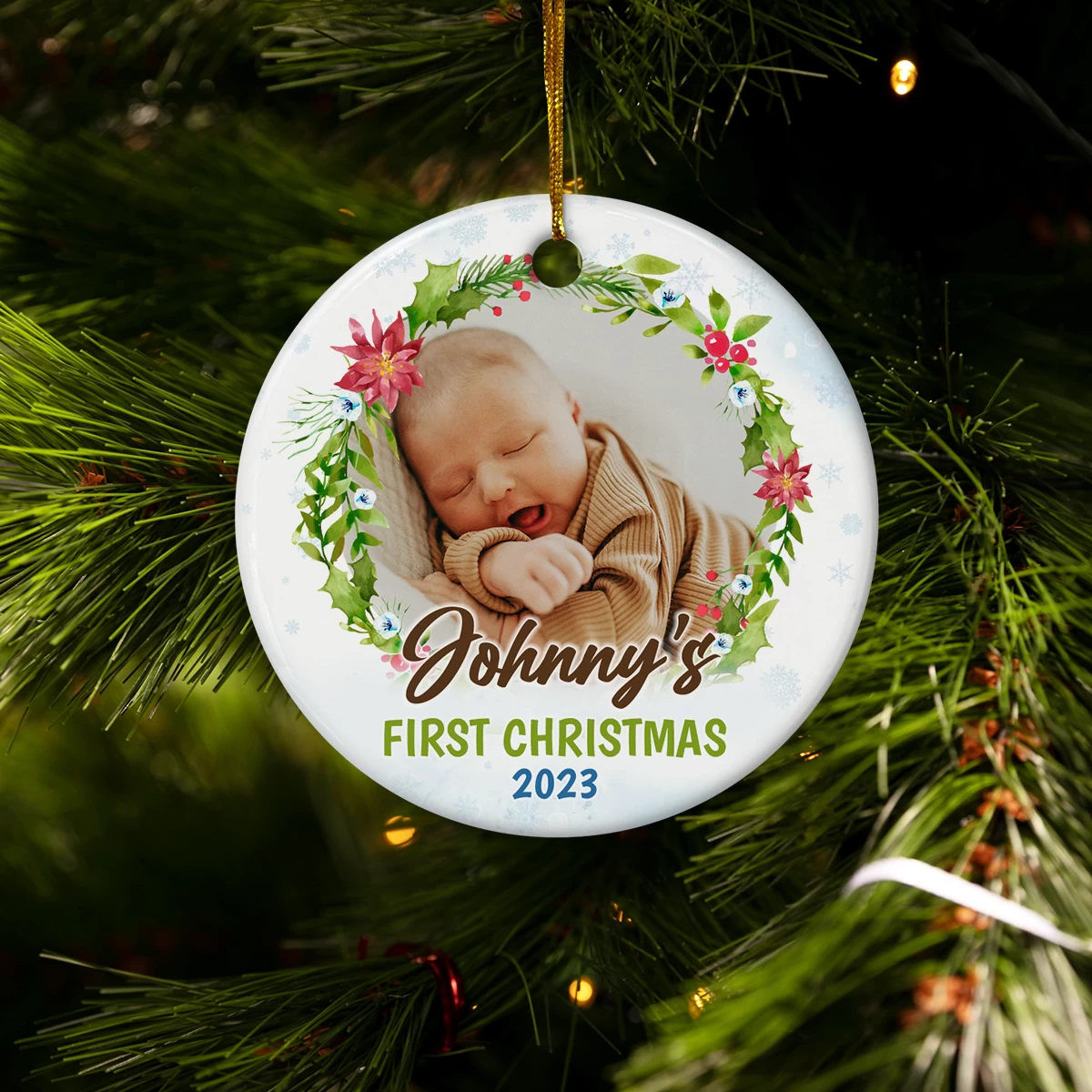 Personalized Baby's First Christmas Ornament 2023 - Babys 1st Christmas Ceramic Ornaments With Baby Photo Picture - Babies Keepsake Gifts Xmas Tree Decorations 7 Personalized Baby's First Christmas Ornament 2023 - Babys 1st Christmas Ceramic Ornaments With Baby Photo Picture - Babies Keepsake Gifts Xmas Tree Decorations - Image 5