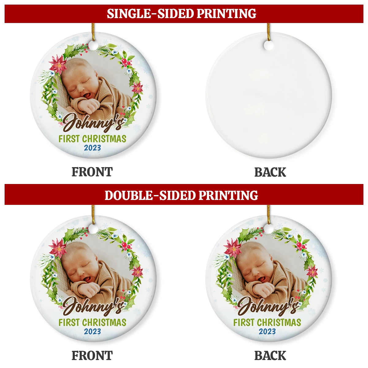 Personalized Baby's First Christmas Ornament 2023 - Babys 1st Christmas Ceramic Ornaments With Baby Photo Picture - Babies Keepsake Gifts Xmas Tree Decorations 9 Personalized Baby's First Christmas Ornament 2023 - Babys 1st Christmas Ceramic Ornaments With Baby Photo Picture - Babies Keepsake Gifts Xmas Tree Decorations - Image 7