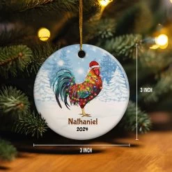 Personalized Chicken Ornament Custom Name Christmas Chickens Ceramic Ornaments Hanging Christmas Tree Decoration Keepsake Gifts -Gift Series Store FMSJOCNAPV260723004 Mk4