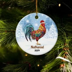 Personalized Chicken Ornament Custom Name Christmas Chickens Ceramic Ornaments Hanging Christmas Tree Decoration Keepsake Gifts -Gift Series Store FMSJOCNAPV260723004 Mk5