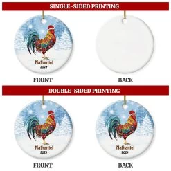 Personalized Chicken Ornament Custom Name Christmas Chickens Ceramic Ornaments Hanging Christmas Tree Decoration Keepsake Gifts -Gift Series Store FMSJOCNAPV260723004 Mk7