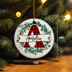 Personalized Christmas Ornaments With Name Monogram Initial Letter Christmas Ceramic Ornament Xmas Tree Decoration Gifts -Gift Series Store FMSJOCNASH240723001 20Mk4