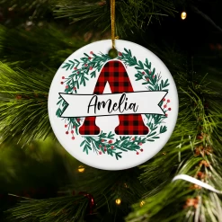 Personalized Christmas Ornaments With Name Monogram Initial Letter Christmas Ceramic Ornament Xmas Tree Decoration Gifts -Gift Series Store FMSJOCNASH240723001 20Mk5