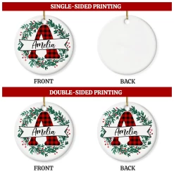 Personalized Christmas Ornaments With Name Monogram Initial Letter Christmas Ceramic Ornament Xmas Tree Decoration Gifts -Gift Series Store FMSJOCNASH240723001 20Mk7