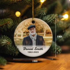 Personalized Memorial Ornaments Because Someone We Love Is In Heaven Double Sided Ceramic Christmas Ornament Custom Photo Picture Sympathy Remembrance Keepsake Loss Loved Ones Gifts -Gift Series Store FMSJOCTNHA140723003 20Mk4