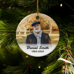 Personalized Memorial Ornaments Because Someone We Love Is In Heaven Double Sided Ceramic Christmas Ornament Custom Photo Picture Sympathy Remembrance Keepsake Loss Loved Ones Gifts -Gift Series Store FMSJOCTNHA140723003 20Mk5