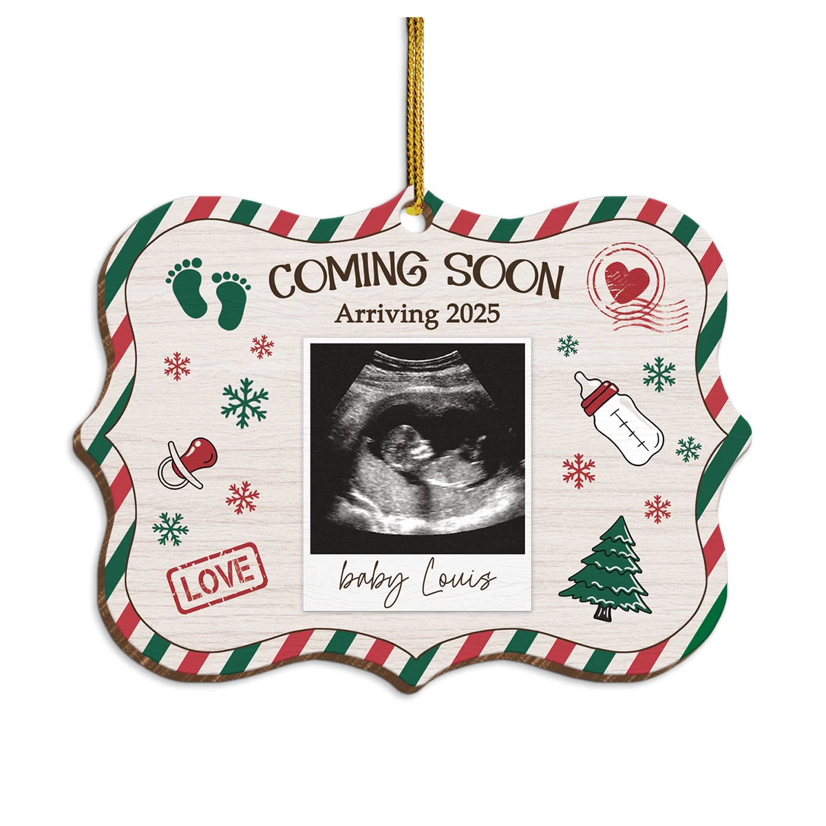 Personalized Baby's First Christmas Ornament - Custom Sonogram Picture Wooden Ornament, Ultrasound Photo Frame, Gift For Pregnancy New Mom 3 Personalized Baby's First Christmas Ornament - Custom Sonogram Picture Wooden Ornament, Ultrasound Photo Frame, Gift For Pregnancy New Mom