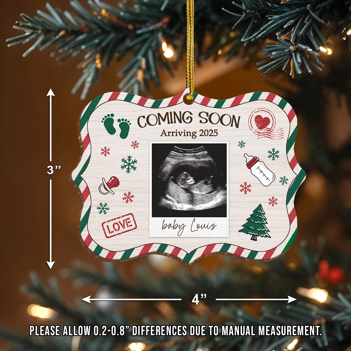 Personalized Baby's First Christmas Ornament - Custom Sonogram Picture Wooden Ornament, Ultrasound Photo Frame, Gift For Pregnancy New Mom 8 Personalized Baby's First Christmas Ornament - Custom Sonogram Picture Wooden Ornament, Ultrasound Photo Frame, Gift For Pregnancy New Mom - Image 6