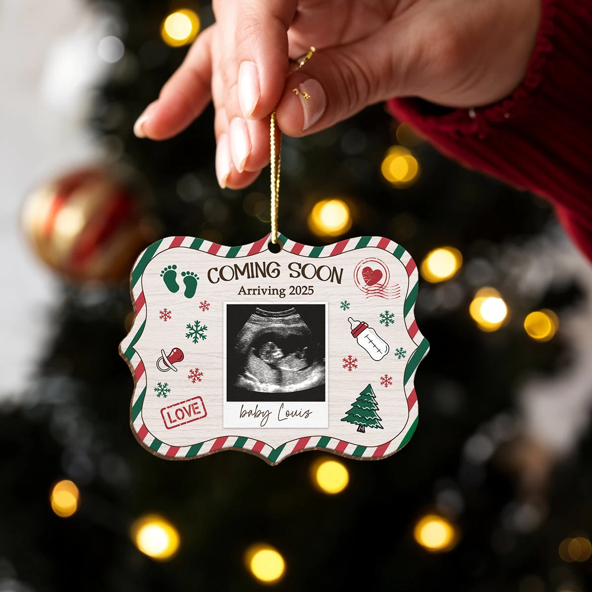 Personalized Baby's First Christmas Ornament - Custom Sonogram Picture Wooden Ornament, Ultrasound Photo Frame, Gift For Pregnancy New Mom 9 Personalized Baby's First Christmas Ornament - Custom Sonogram Picture Wooden Ornament, Ultrasound Photo Frame, Gift For Pregnancy New Mom - Image 7