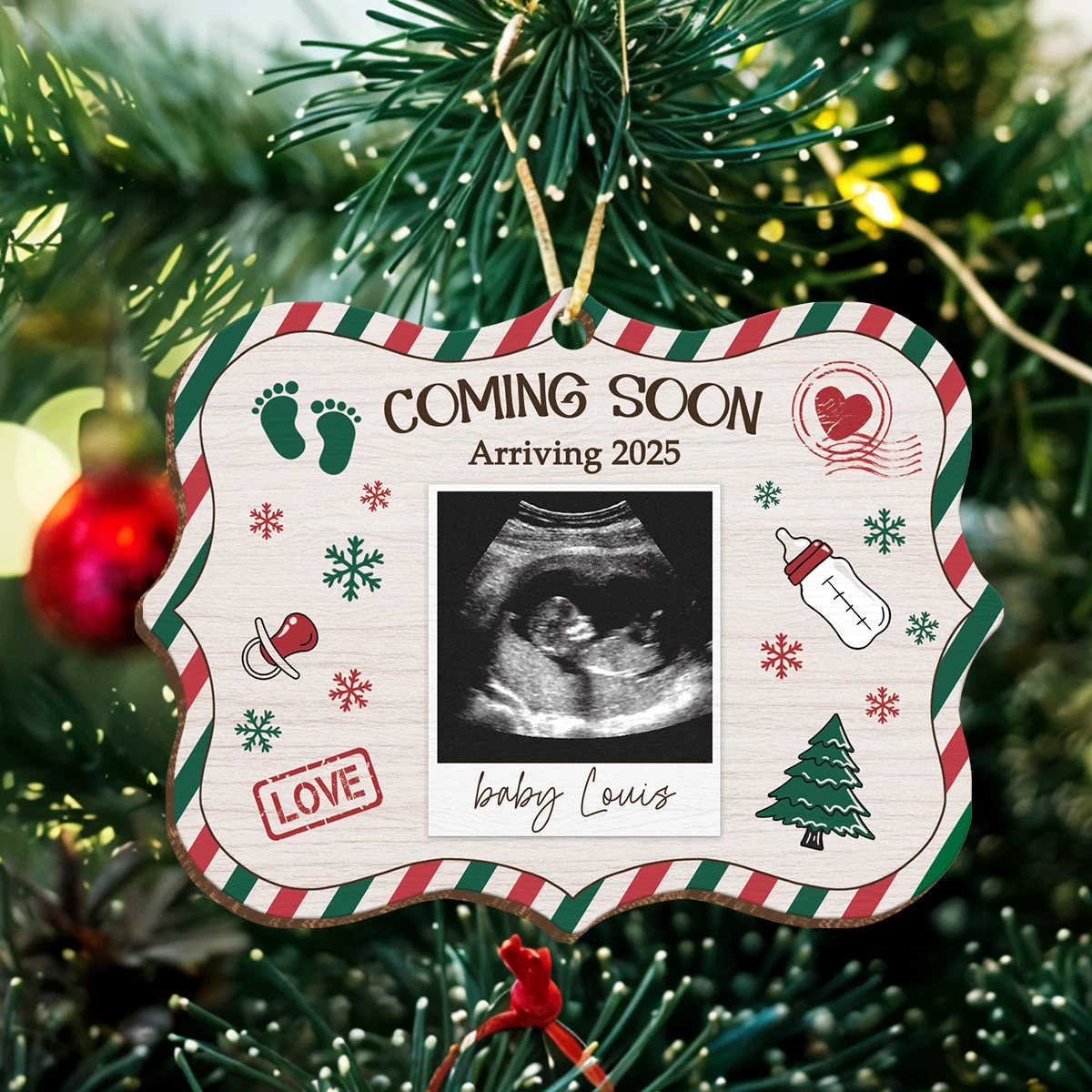 Personalized Baby's First Christmas Ornament - Custom Sonogram Picture Wooden Ornament, Ultrasound Photo Frame, Gift For Pregnancy New Mom 10 Personalized Baby's First Christmas Ornament - Custom Sonogram Picture Wooden Ornament, Ultrasound Photo Frame, Gift For Pregnancy New Mom - Image 8