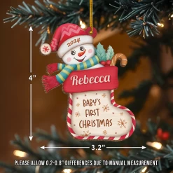 Personalized Baby's First Christmas Ornament - Custom Baby Name Wooden Ornament, Boy Girl Collectible Keepsake, Gift For New Mom, Parents, Newborn Baby Boys Girls -Gift Series Store FMSJODHUTT160824001 MK05
