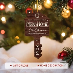 Personalized New Home Ornament - Custom Shaped Wooden Ornament, First Christmas In Our New Home Christmas Ornament, Gifts For Family, Housewarming -Gift Series Store FMSJODTTTT020824002 MK04