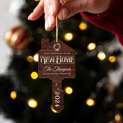 Personalized New Home Ornament - Custom Shaped Wooden Ornament, First Christmas In Our New Home Christmas Ornament, Gifts For Family, Housewarming -Gift Series Store FMSJODTTTT020824002 MK06