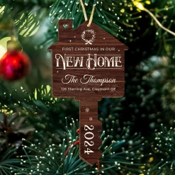 Personalized New Home Ornament - Custom Shaped Wooden Ornament, First Christmas In Our New Home Christmas Ornament, Gifts For Family, Housewarming -Gift Series Store FMSJODTTTT020824002 MK07