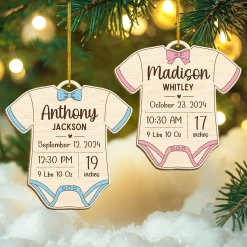 Personalized Baby's First Xmas Wooden Ornament, Custom Baby Name Keepsake, Gift For New Mom, Parents, Newborn Baby Boys Girls -Gift Series Store FMSJODTTTT020824004 MK05