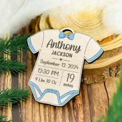 Personalized Baby's First Xmas Wooden Ornament, Custom Baby Name Keepsake, Gift For New Mom, Parents, Newborn Baby Boys Girls -Gift Series Store FMSJODTTTT020824004 MK06