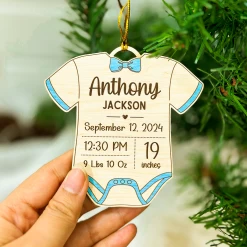 Personalized Baby's First Xmas Wooden Ornament, Custom Baby Name Keepsake, Gift For New Mom, Parents, Newborn Baby Boys Girls -Gift Series Store FMSJODTTTT020824004 MK07