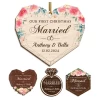 Personalized First Christmas Married Ornament - Custom Shaped Wooden Ornament, Newlywed Christmas Ornament, Gifts For Couple Bride Groom Bridal Shower -Gift Series Store FMSJODTTTT120824005 MK01a d35318b1 106a 43e3 804e 2984a1c855d9