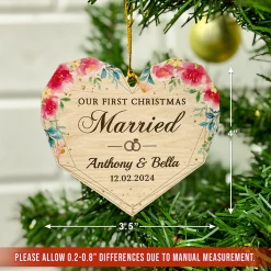 Personalized First Christmas Married Ornament - Custom Shaped Wooden Ornament, Newlywed Christmas Ornament, Gifts For Couple Bride Groom Bridal Shower -Gift Series Store FMSJODTTTT120824005 MK04 3d18934b 2b0c 49e3 b4a3 cd07cb8ce099