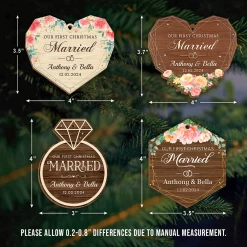 Personalized First Christmas Married Ornament - Custom Shaped Wooden Ornament, Newlywed Christmas Ornament, Gifts For Couple Bride Groom Bridal Shower -Gift Series Store FMSJODTTTT120824005 MK05a b4cac3ee 47e8 4a17 ad33 c352d7726531