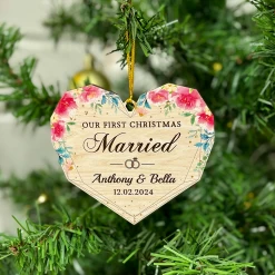 Personalized First Christmas Married Ornament - Custom Shaped Wooden Ornament, Newlywed Christmas Ornament, Gifts For Couple Bride Groom Bridal Shower -Gift Series Store FMSJODTTTT120824005 MK07 dc757cb5 7ab2 4202 97fa 8eba5cd89884