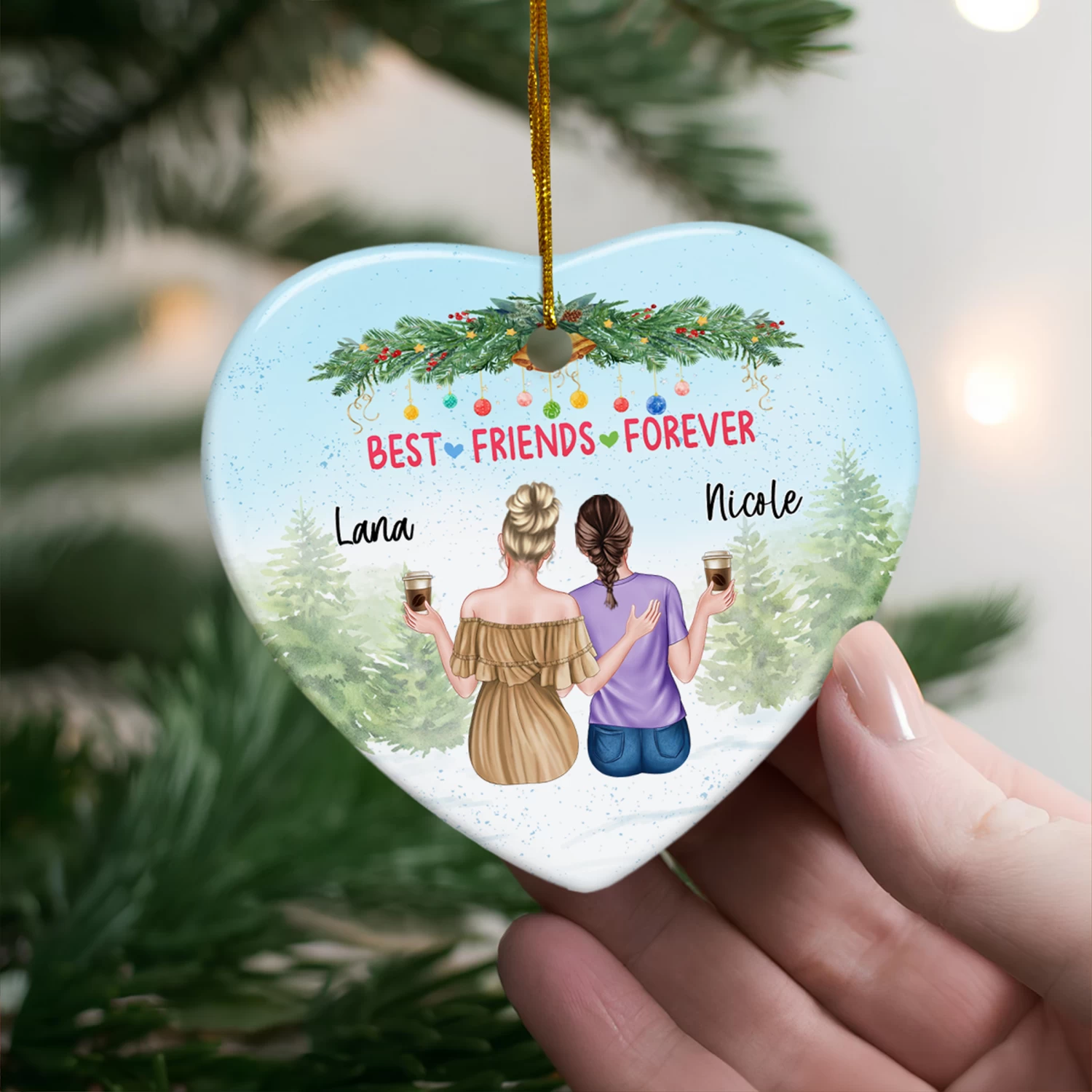 Personalized Best Friend Ornament Friendship Christmas Heart Ceramic Ornaments Keepsake Gifts For Bestie BFF Soul Sister Hanging Xmas Tree Decor 5 Personalized Best Friend Ornament Friendship Christmas Heart Ceramic Ornaments Keepsake Gifts For Bestie BFF Soul Sister Hanging Xmas Tree Decor - Image 3