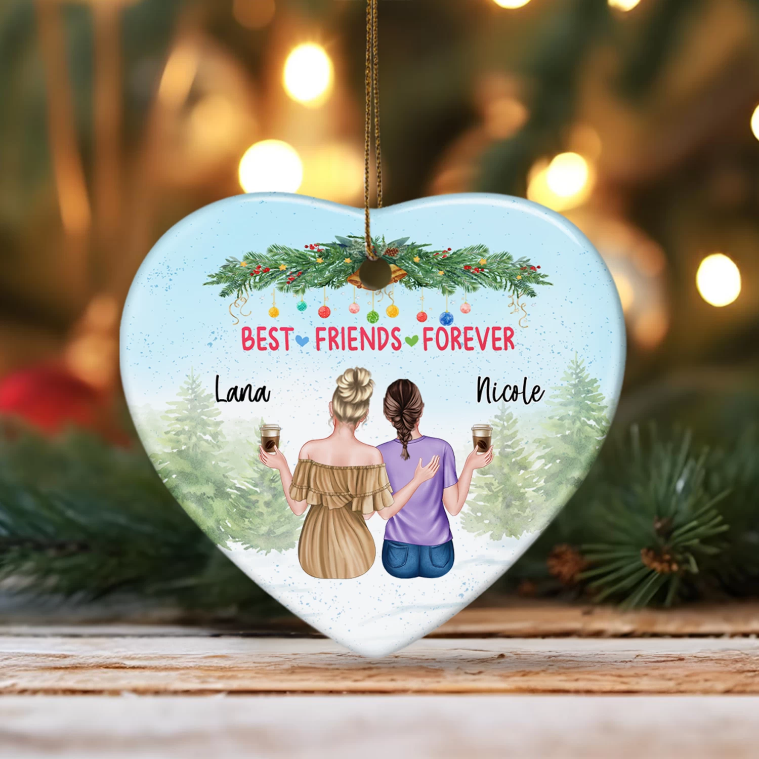 Personalized Best Friend Ornament Friendship Christmas Heart Ceramic Ornaments Keepsake Gifts For Bestie BFF Soul Sister Hanging Xmas Tree Decor 6 Personalized Best Friend Ornament Friendship Christmas Heart Ceramic Ornaments Keepsake Gifts For Bestie BFF Soul Sister Hanging Xmas Tree Decor - Image 4