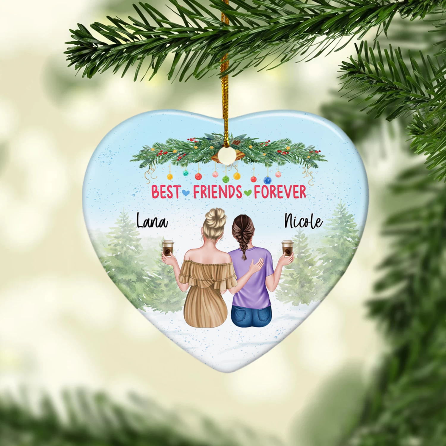 Personalized Best Friend Ornament Friendship Christmas Heart Ceramic Ornaments Keepsake Gifts For Bestie BFF Soul Sister Hanging Xmas Tree Decor 7 Personalized Best Friend Ornament Friendship Christmas Heart Ceramic Ornaments Keepsake Gifts For Bestie BFF Soul Sister Hanging Xmas Tree Decor - Image 5