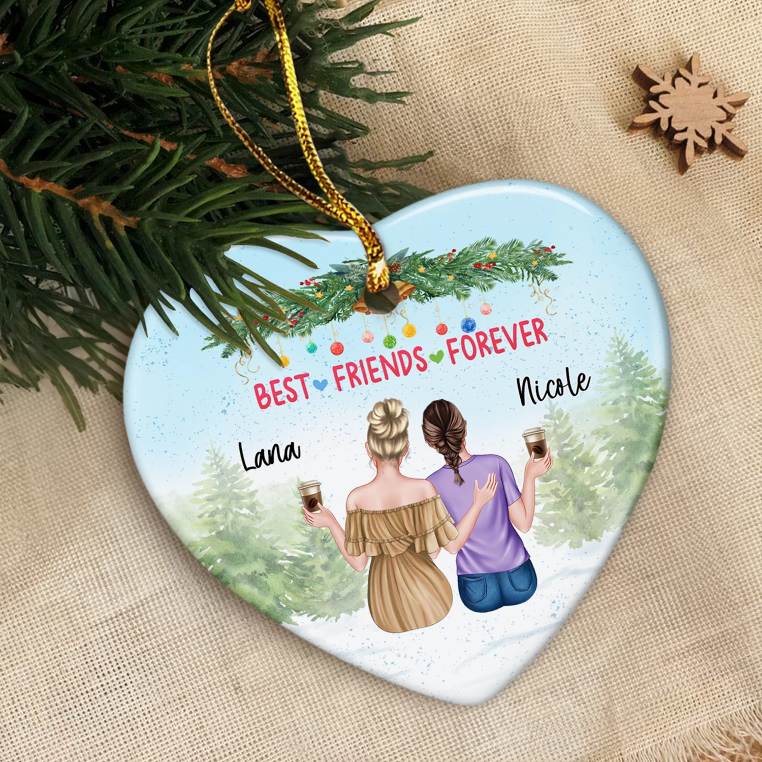 Personalized Best Friend Ornament Friendship Christmas Heart Ceramic Ornaments Keepsake Gifts For Bestie BFF Soul Sister Hanging Xmas Tree Decor 8 Personalized Best Friend Ornament Friendship Christmas Heart Ceramic Ornaments Keepsake Gifts For Bestie BFF Soul Sister Hanging Xmas Tree Decor - Image 6