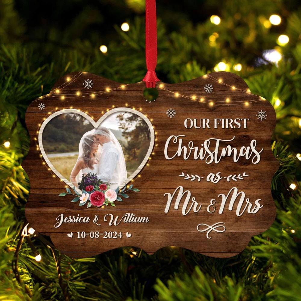 Personalized First Christmas As Mr And Mrs Ornament Wedding Marriage Aluminum Ornaments Keepsake Gifts Hanging Christmas Tree Decorations 6 Personalized First Christmas As Mr And Mrs Ornament Wedding Marriage Aluminum Ornaments Keepsake Gifts Hanging Christmas Tree Decorations - Image 4