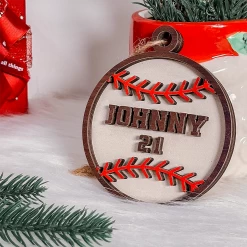 Personalized Christmas Ornament For Sports Players - 2 Layered Wooden Design, Gifts For Baseball, Softball, Basketball, Football Lovers, Men Women Boys Girls -Gift Series Store FMSJOOLTTT290524001 MK04