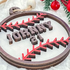 Personalized Christmas Ornament For Sports Players - 2 Layered Wooden Design, Gifts For Baseball, Softball, Basketball, Football Lovers, Men Women Boys Girls -Gift Series Store FMSJOOLTTT290524001 MK05
