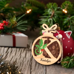 Personalized Christmas Ornament Initial With Name - 2 Layered Wooden Design, Custom Monogram Ornament, Christmas Hanging Decor Gifts For Women Boys Girls -Gift Series Store FMSJOOTNTT230524001 284x4 29 MK04